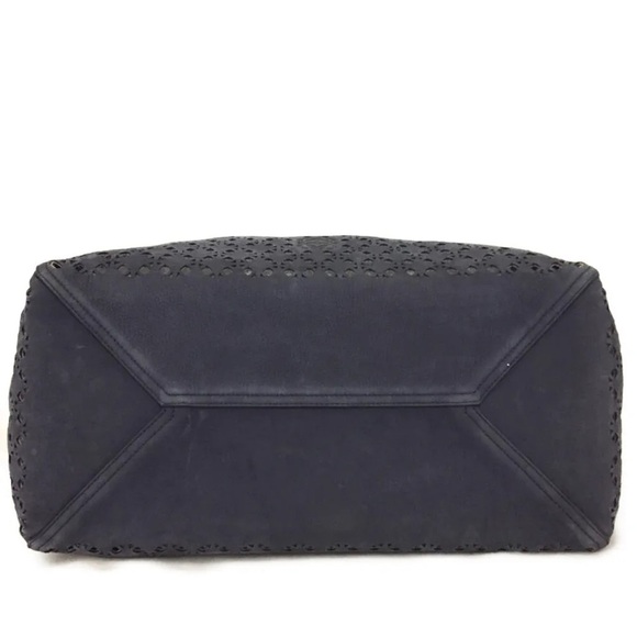 Loewe Navy blue Punching Leather Shoulder Tote Bag PERFECT SUMMER BAG “Anagram” - Picture 6 of 13